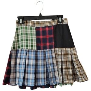 Dolls Kill The Ragged Priest Womens 10 Patchwork Pleated Plaid Mini Skirt